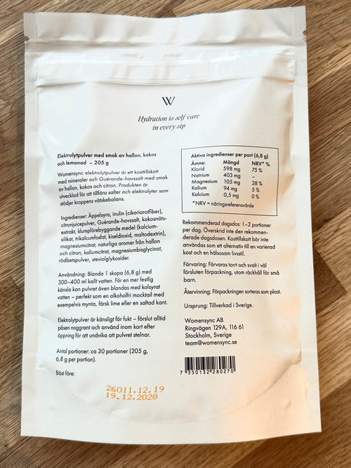 Electrolyte með hindberjum, kókos og sítrónu